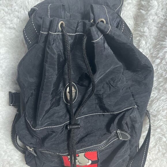 Vintage Disney Mickey Mouse Nylon Black Backpack antique tone hardwares.. main image 7